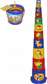 Занимательная пирамидка № 3, 11 элементов, в сеточке (Полесье, п-52599)